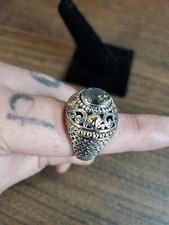 VINTAGE BALI DESIGNS ROBERT MANSE LIGHT GREEN TOPAZ 925 & 18K ACCENTS RING SZ 8