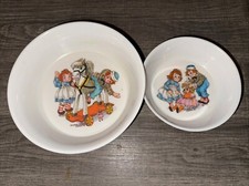 Vintage 1969 Melamine Raggedy Ann and Andy Cereal Bowl Lot Of 2 by Oneida Deluxe