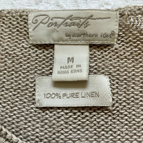 Cárdigan suéter bordado tejido lino retratos de Northern Isles vintage talla M Foto 3 de 4