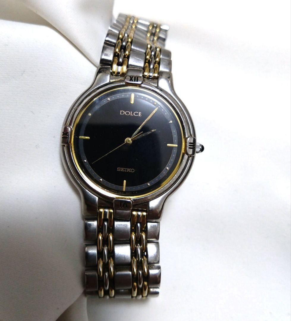 Black Silver Seiko Authentic Vintage Dolce Watch Gold Round Working Mens Quartz - VintageWatches.PK Black Silver Seiko Authentic Vintage Dolce Watch Gold Round Working Mens Quartz - vintagewatches.pk