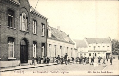 Postcard Contich Kontich Flanders Antwerp, Le Couvent et Place de... - 10670948