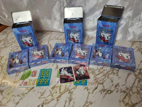 #0054lot of 3 Coca Cola Playing Cards Deck Vtg With Tin Coke PolarBear 90's.
