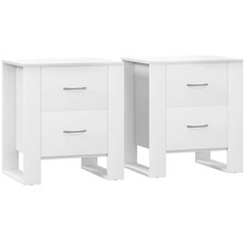 HomeStyle Elegant White Bedside Table Set Of 2 Nightstands With 2 Drawers