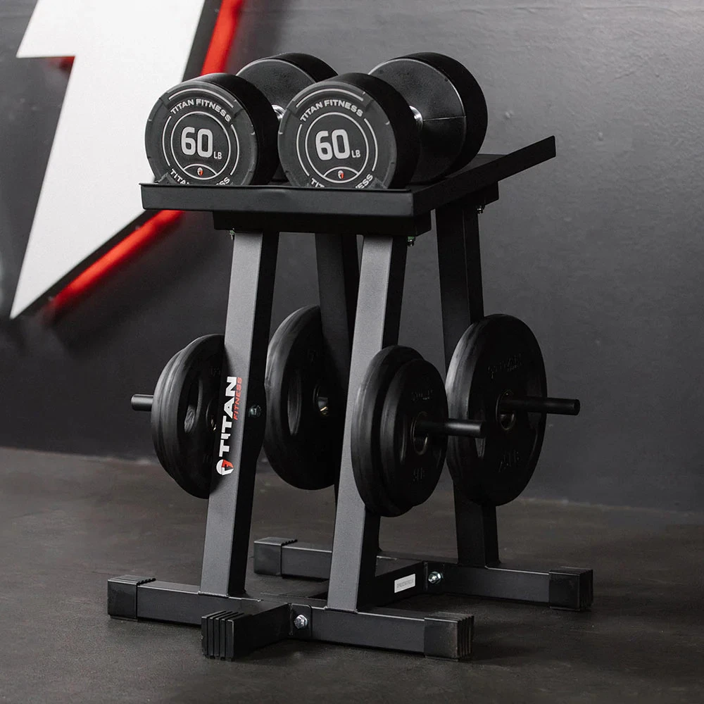 Titan Fitness Dumbbell Column Stand and Plate Tree