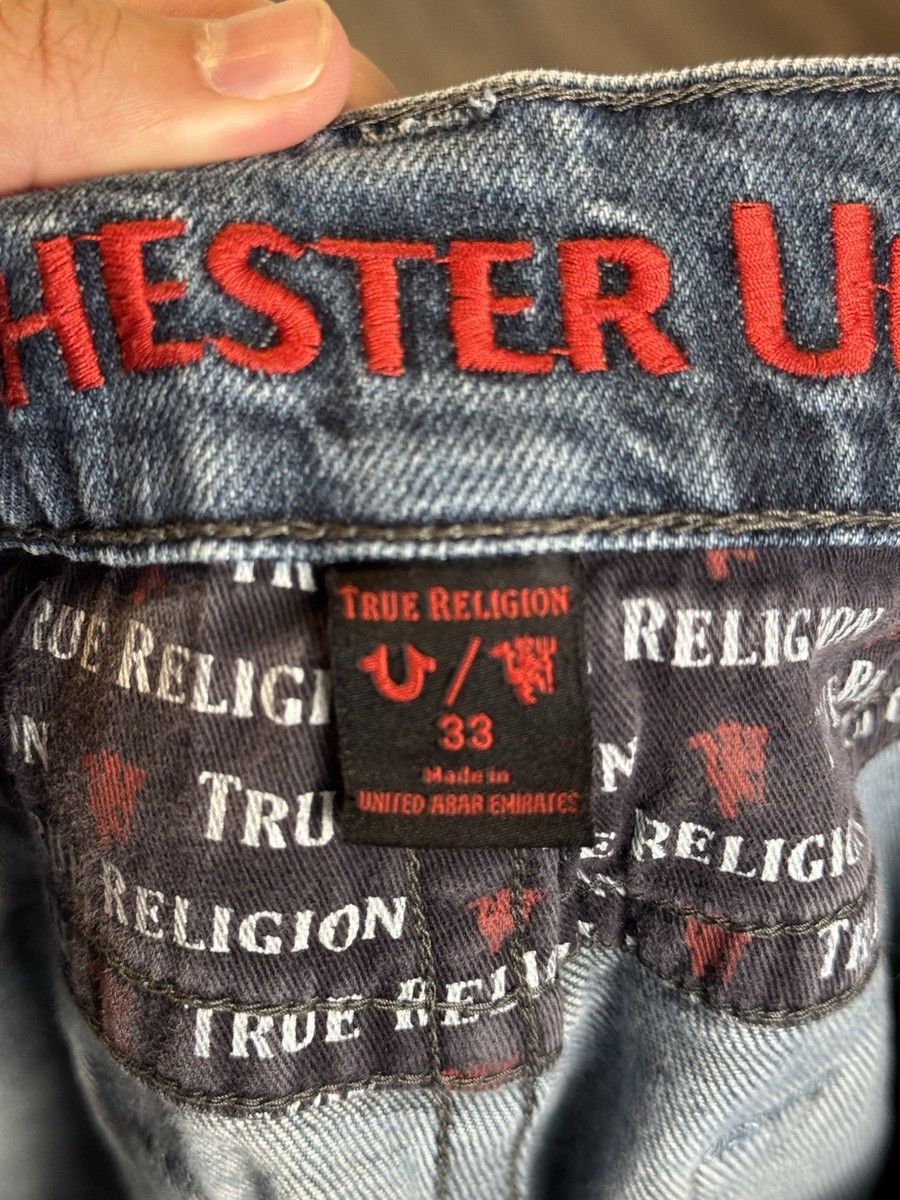 True Religion x Manchester United Jeans Mens 33x32 Blue Cotton