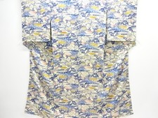 7664144: JAPANESE KIMONO / ANTIQUE KIMONO / SILK / KATAZOME / TSUMUGI / HOUSE
