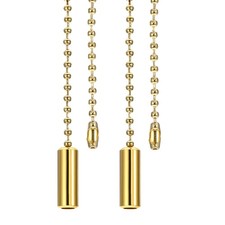 2 Pcs 1M Ceiling Fan Light Beaded Pull Chain with Cylinder Pendant Gold