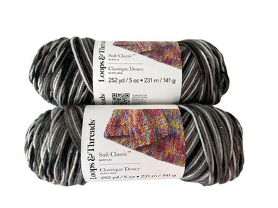 Loops and Threads Soft Classic Granite Multi Acrylic Yarn 5 oz AT444 Lot of 2