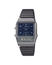 Womens Wristwatch CASIO AQ-800EB-2AEF Stainless Steel Black Blue Alarm VINTAGE