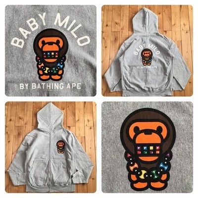 BAPE Milo full zip hoodie a bathing ape NIGO Gray Size M