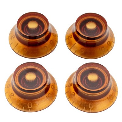 Musiclily Pro 4Pcs Amber Left Handed Metric 18 Spline Hat Knob For Asia Guitar