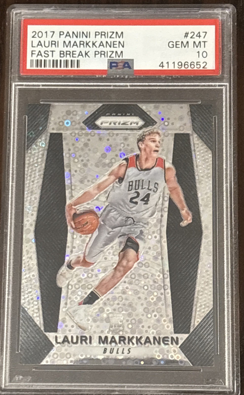 2017-18 Panini Prizm Lauri Markkanen Rookie RC Fast Break Prizm PSA 10 GEM!