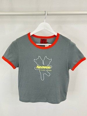 Heaven by Marc Jacobs Ringer Baby Tee SZ M Grey Women T-shirt