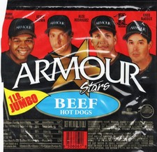 2001 Armour Hot Dog wrapper Frank Thomas-Kevin Brown-Alex Rodriguez-Greg Maddux
