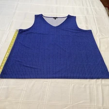Talbot's Petite V-Neck Sleeveless Black and Blue Patterned Top Size 3X