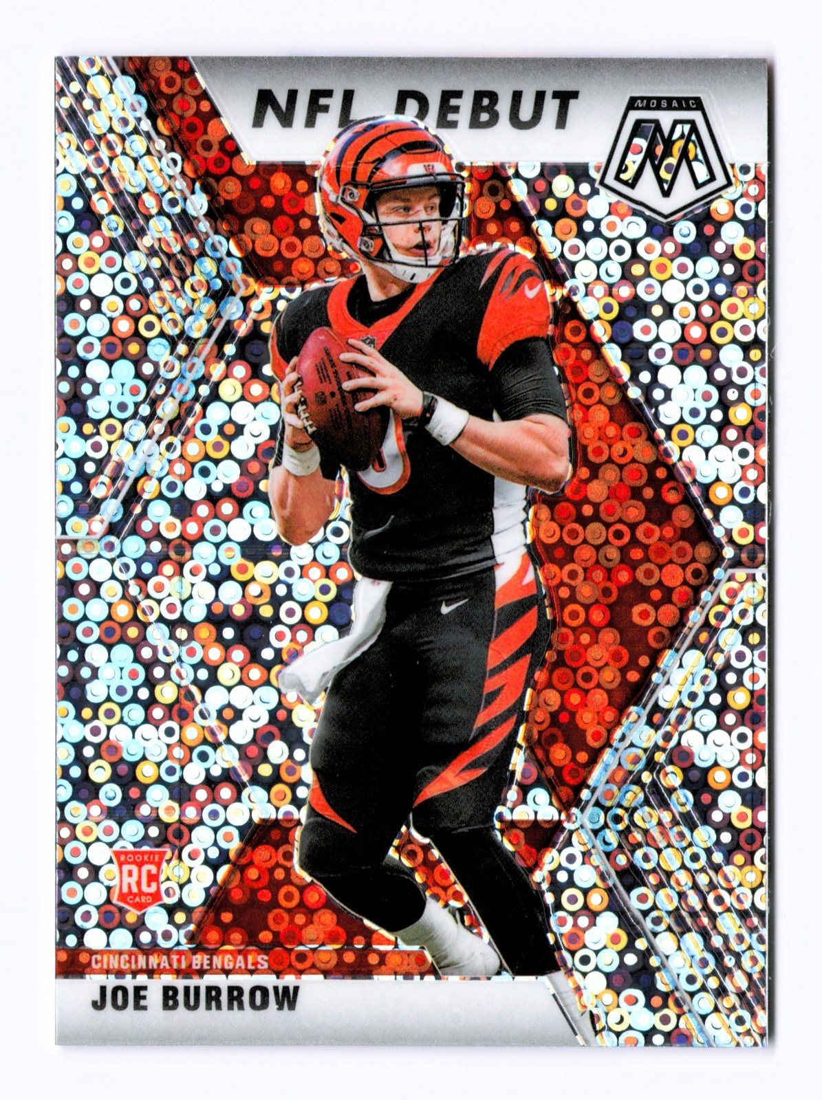 2020 Panini Mosaic #261 Joe Burrow Bengals RC Rookie Card No Huddle Silver Prizm