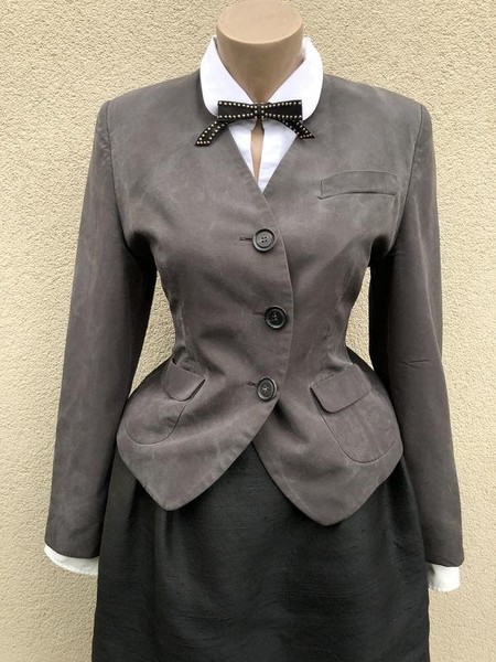 Damen Jil Sander Jacke Grau Seide 36 / S / 44