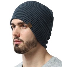 Warm Stretchy Knit Ribbed Beanie for Men Women - Dark Gray OSFM