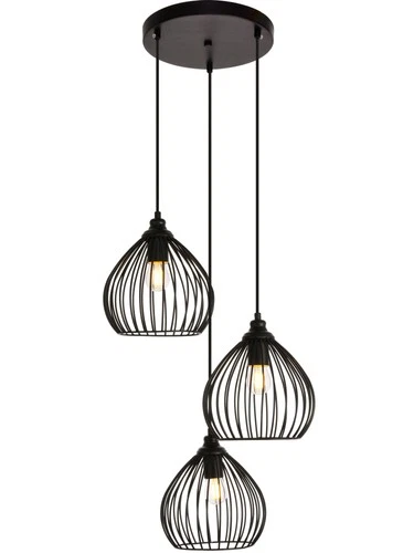 Elegant Lighting LDPD2095 Black Sayer 3-Light 16"W Pendant With Aluminum Shades - Picture 2 of 8
