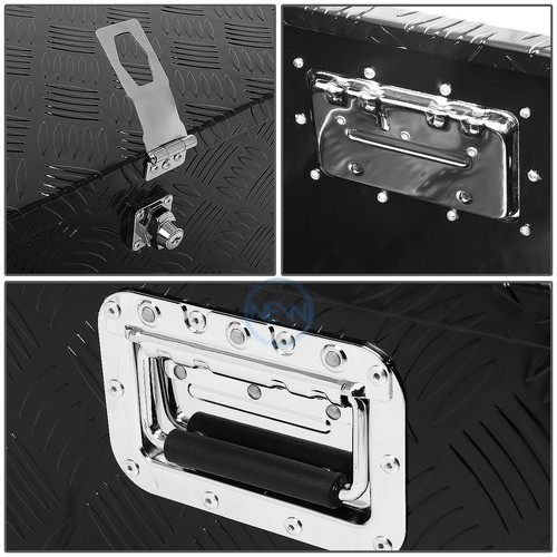 39"x 13"x 10" Black Aluminum Underbody Trunk Bed Trailer Tool Box Storage w/Lock - Picture 4 of 5