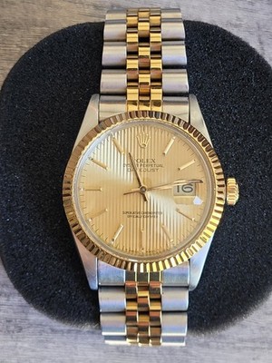 Rolex Datejust 16013 Tapestry Dial Cal 3035 36mm Two Tone