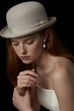 Capas Design Silver Grey 100 Wool Derby Bowler Hat - Size Medium