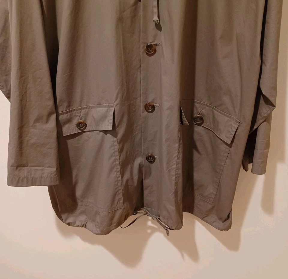 Eskandar Jacket Khaki Green Hooded  Long Dramatic Cotton Poncho Rain Coat Sz 0/S - Image 3 of 4