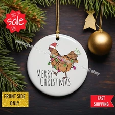 Chicken Christmas Light Ornament, 2025 Yearly Christmas Ornament, Chicken Kee...