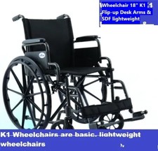 Wheelchair K1 18" Flip-up Desk Arms SDF lightweight manual mobility assistance