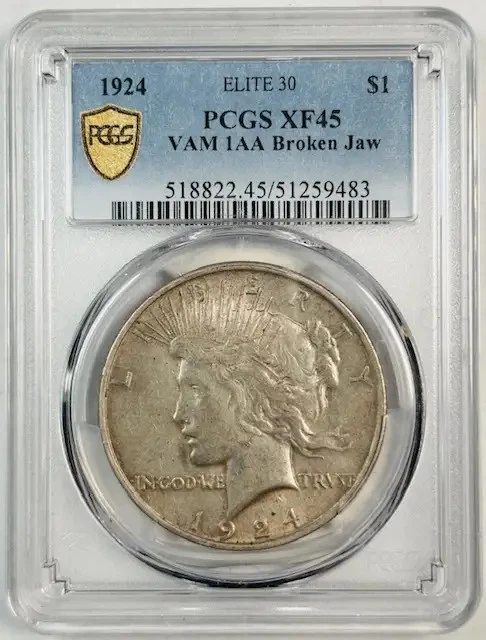 1924 Peace Dollar PCGS XF-45 VAM 1AA Broken Jaw RARE! | eBay