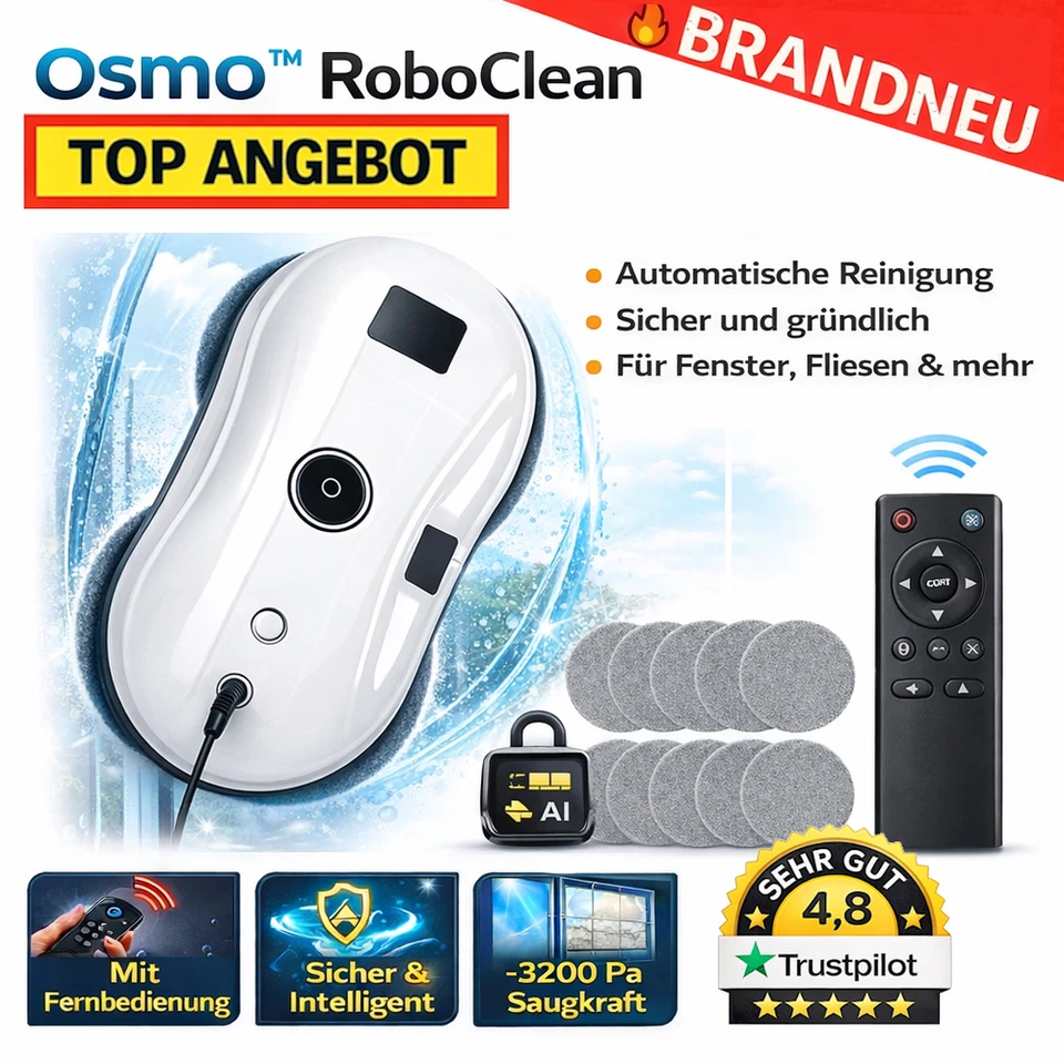 Osmo™ RoboClean Fensterputzroboter Fensterroboter Fensterreinigungsroboter - Bild 1 von 4