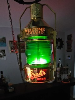 #1 Letrero de barra de cerveza Stroh's linterna de movimiento giratoria luz náutica letrero vintage
