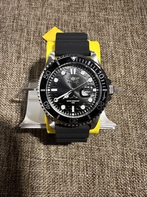 Invicta Pro Diver, Stainless, Quartz, New In Box, Black Dial, Black Strap.