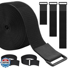 WSZJINB 2In x 32Ft Cable Straps Heavy Duty With 30 Buckles, Black Hook and Lo