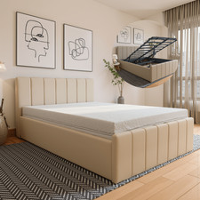 Image of Ottoman Storage Bed Frame Gas Lift Plush Velvet Double King Size Upholstered