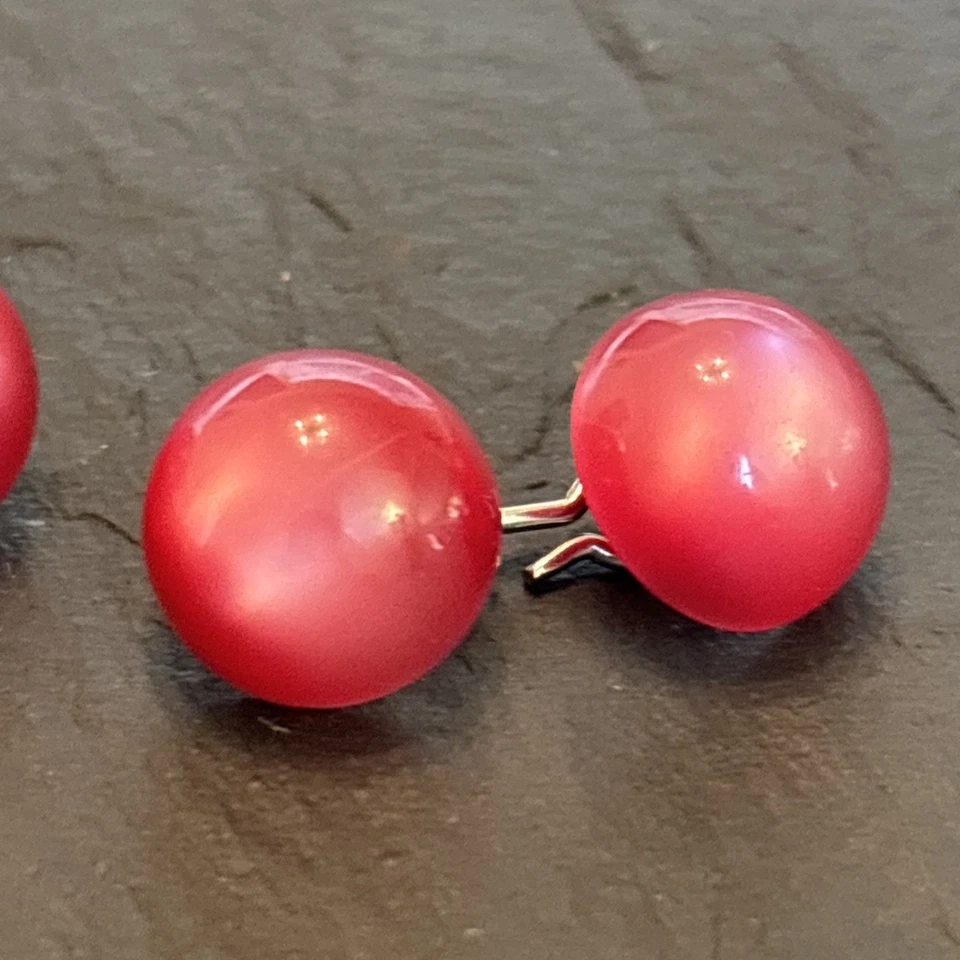 Cadena de gemelos Lucite Pool Of Light Moonglow fucsia vintage mediados de siglo rara Q3 Foto 3 de 4