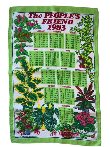Unbranded Green White Kitchen Linens 1983 Calendar Tea Towel One Size