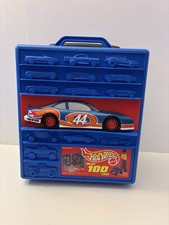 Vintage 1997 Hot Wheels 100 Car Rolling Storage Case Blue With 48 Car's Lot