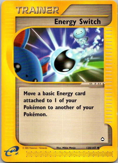 Energy Switch 120/147 Uncommon Aquapolis Pokemon Moderately Played