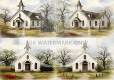Country Chapel Seasons | A4 Rice Paper | Paper for Decoupage | Decoupage Central