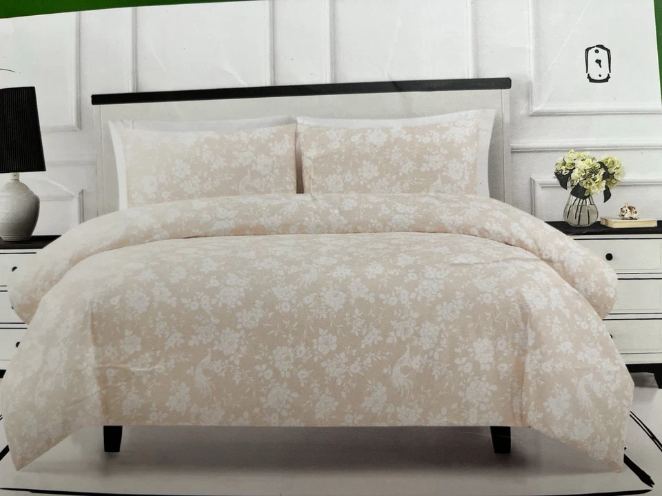 Conjunto de edredom Kate Spade Rose Garden floral pássaro tamanho queen completo 3 peças NOVO - Imagem 2 de 4