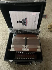 New Brown Hohner Ariette Diatonic Button Accordion Model 3002 Key “C”