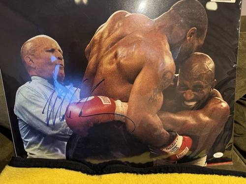 Mike Tyson/Evander Hollyfield Autographed/Signed 16x20 Photo JSA Auto Bites Ear