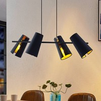 Lucande Pendelleuchte 'Kemoni' (Modern) In Schwarz Aus Textil (4 Flammig, E27) -