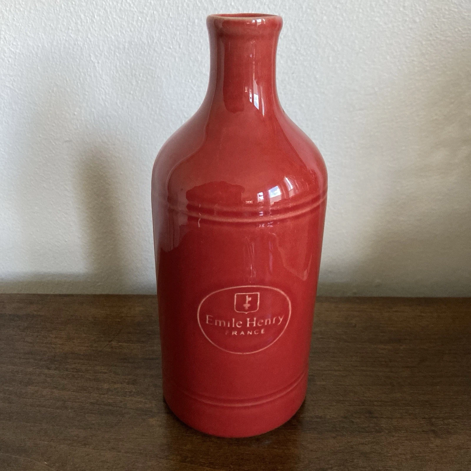 Vintage Emile Henry Olive Oil Bottle Cruet Dispenser Red Burgundy Rouge ~ France