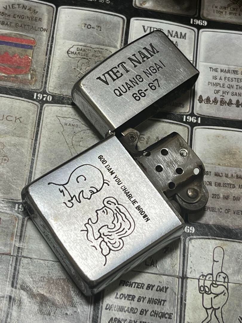 1966 Vietnam Zippo Used Vintage War Charlie Brown 66 - 67 1966 Vietnam Zippo Used Vintage War Charlie Brown 66 - 67