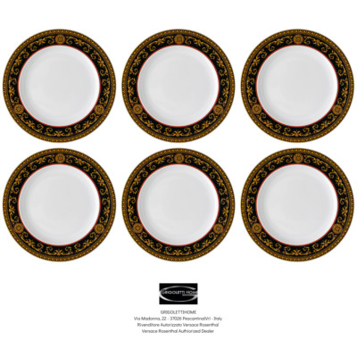 Versace Rosenthal - Medusa Rosso - Set Of 6 Dinner Plates 27 Cm - Rivenditore