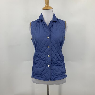 Massimo Dutti Puffer Vest Womens XS Extra Small Blue Jay Snap