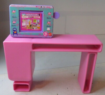 Barbie I Can Be A Teacher Replacement Pink Computer Desk Used 2008 Mattel  Doll