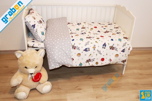 100% COTTON POPLIN BEDDING SET FOR Cot Bed, Duvet Cover&Pillowcase 100cm x 135cm - Picture 8 of 10